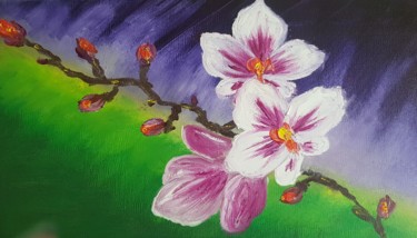 Painting titled "Orchid" by Ivelina Hrytsylo, Original Artwork, Oil