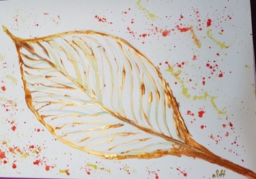 Malerei mit dem Titel "leaf" von Ivelina Hrytsylo, Original-Kunstwerk, Aquarell