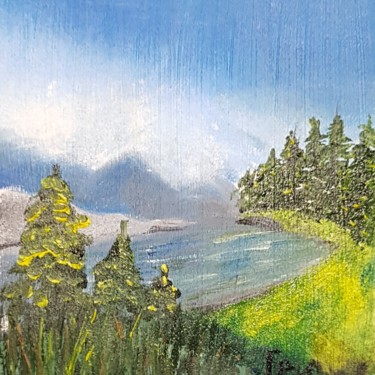 Malarstwo zatytułowany „lake in the forest” autorstwa Ivelina Hrytsylo, Oryginalna praca, Olej
