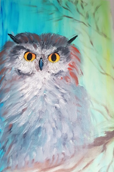 Painting titled "owl" by Ivelina Hrytsylo, Original Artwork, Oil