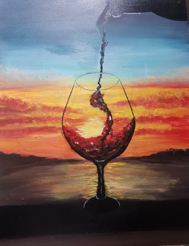 Painting titled "A glass of wine" by Ivelina Hrytsylo, Original Artwork, Oil