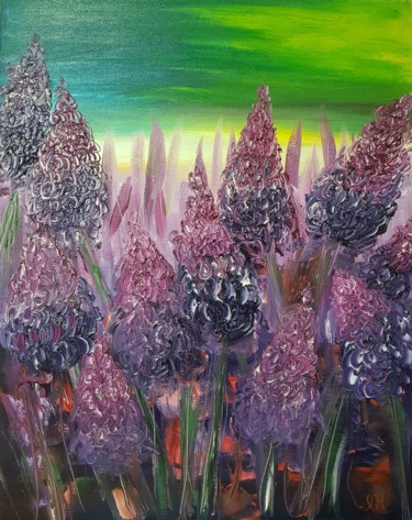 Painting titled "Lupins in the field" by Ivelina Hrytsylo, Original Artwork, Oil