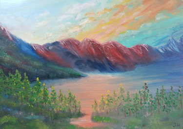 Картина под названием "Red Grand Canyon" - Ivelina Hrytsylo, Подлинное произведение искусства, Масло