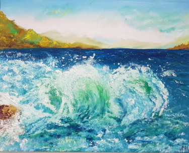 Schilderij getiteld "Stormy sea" door Ivelina Hrytsylo, Origineel Kunstwerk, Olie