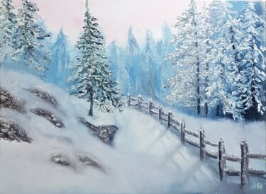 Malerei mit dem Titel "Winter forest" von Ivelina Hrytsylo, Original-Kunstwerk, Öl