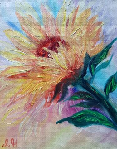 Malerei mit dem Titel "Yellow sunflower" von Ivelina Hrytsylo, Original-Kunstwerk, Öl