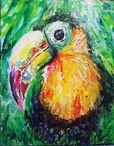 Pintura intitulada "Toucan" por Ivelina Hrytsylo, Obras de arte originais, Óleo