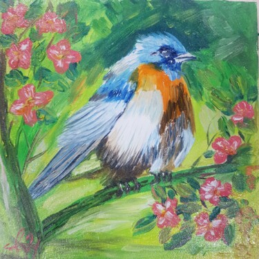Painting titled "Bird spring" by Ivelina Hrytsylo, Original Artwork, Oil