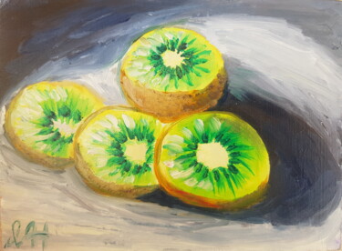 Malerei mit dem Titel "Kiwi" von Ivelina Hrytsylo, Original-Kunstwerk, Öl