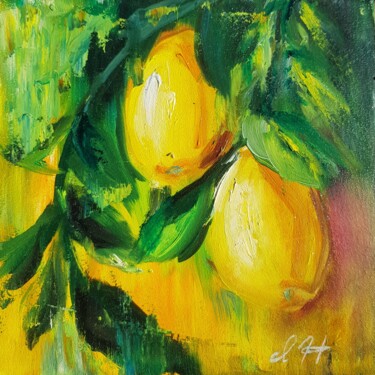 Картина под названием "lemon tree 2" - Ivelina Hrytsylo, Подлинное произведение искусства, Масло