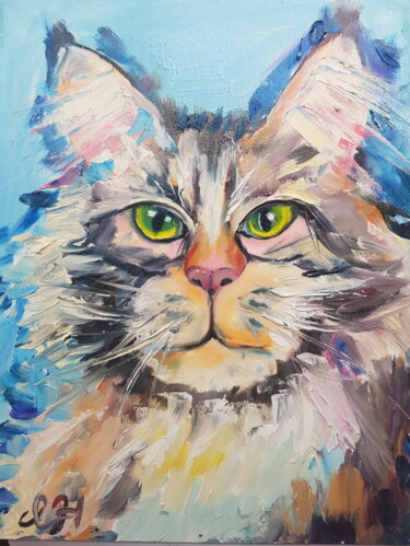 Painting titled "Maine coon" by Ivelina Hrytsylo, Original Artwork, Oil