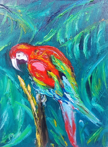 「Parrot Arra」というタイトルの絵画 Ivelina Hrytsyloによって, オリジナルのアートワーク, オイル