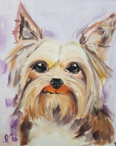 Painting titled "Yorkshire terrier" by Ivelina Hrytsylo, Original Artwork, Oil