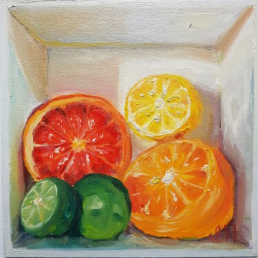 Painting titled "Citrus in a box" by Ivelina Hrytsylo, Original Artwork, Oil