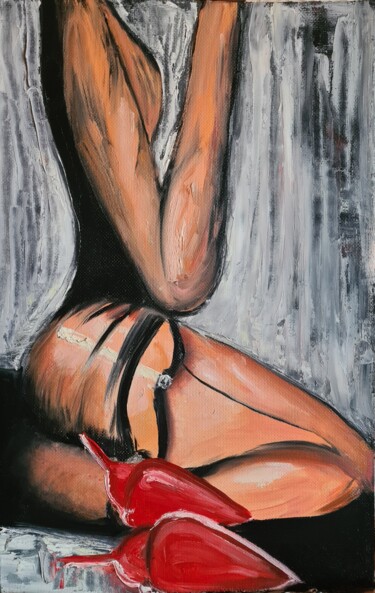Schilderij getiteld "Naked girl in Loubo…" door Ivelina Hrytsylo, Origineel Kunstwerk, Olie