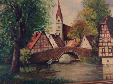 Painting titled "Stadt Ansicht" by Karl-Heinz Ivenz, Original Artwork, Oil