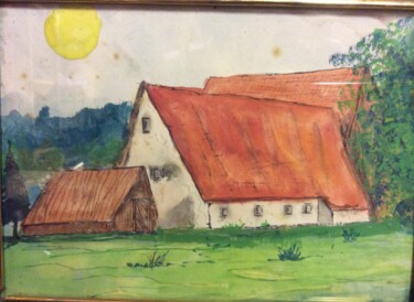 Painting titled "Alter Bauernhof" by Karl-Heinz Ivenz, Original Artwork, Watercolor