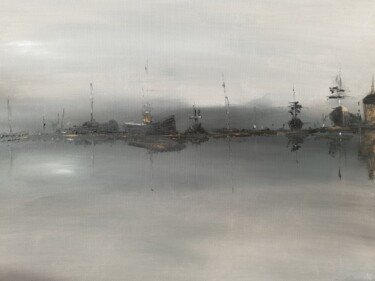 Painting titled "Original Ships Harb…" by Iveta Zaharova (Kārkla), Original Artwork, Acrylic