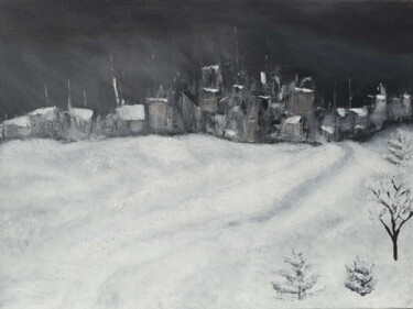 Malerei mit dem Titel "Original winter nig…" von Iveta Zaharova (Kārkla), Original-Kunstwerk, Acryl