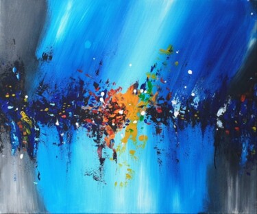 Картина под названием "Blue Landscape Pain…" - Iveta Zaharova (Kārkla), Подлинное произведение искусства, Акрил