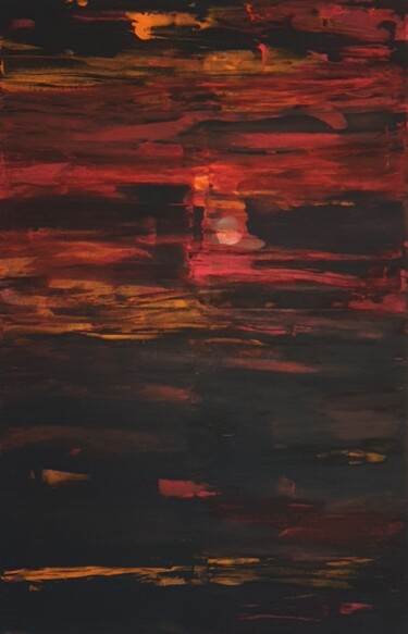 Pintura titulada "Red LARGE Landscape…" por Iveta Zaharova (Kārkla), Obra de arte original, Acrílico