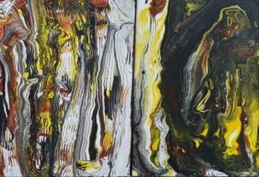 Peinture intitulée "Yellow 2 Set Fluid…" par Iveta Zaharova (Kārkla), Œuvre d'art originale, Acrylique