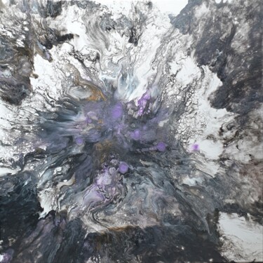 Pittura intitolato "Purple Fluid art La…" da Iveta Zaharova (Kārkla), Opera d'arte originale, Acrilico
