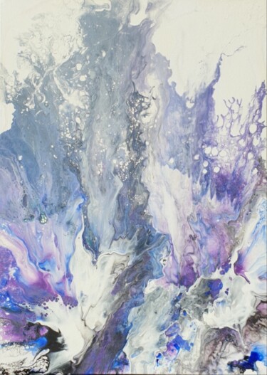 Pittura intitolato "Purple Blue Silver…" da Iveta Zaharova (Kārkla), Opera d'arte originale, Acrilico