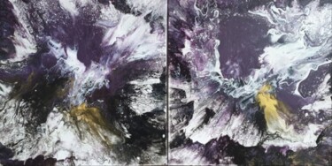 Peinture intitulée "2 Set Purple Fluid…" par Iveta Zaharova (Kārkla), Œuvre d'art originale, Acrylique