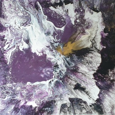 Painting titled "Black White Purple…" by Iveta Zaharova (Kārkla), Original Artwork, Acrylic