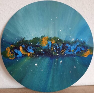 Schilderij getiteld "Blue Round painting…" door Iveta Zaharova (Kārkla), Origineel Kunstwerk, Acryl