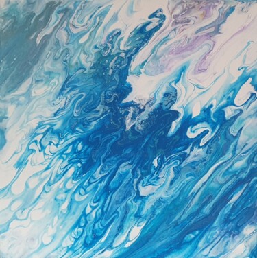 Painting titled "Blue White Landscap…" by Iveta Zaharova (Kārkla), Original Artwork, Acrylic