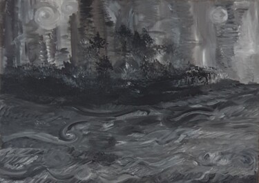 Painting titled "Landscape Grey Abst…" by Iveta Zaharova (Kārkla), Original Artwork, Acrylic