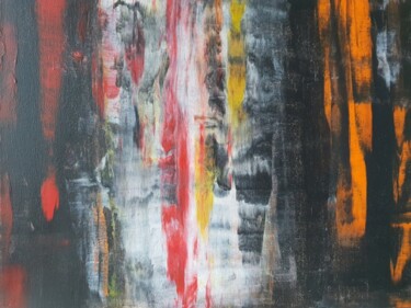Peinture intitulée "Abstract red orange…" par Iveta Zaharova (Kārkla), Œuvre d'art originale, Acrylique