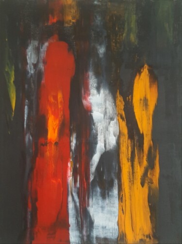Painting titled "Abstract red orange…" by Iveta Zaharova (Kārkla), Original Artwork, Acrylic