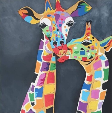 Malerei mit dem Titel "Colorful pair of gi…" von Iveta Zaharova (Kārkla), Original-Kunstwerk, Acryl