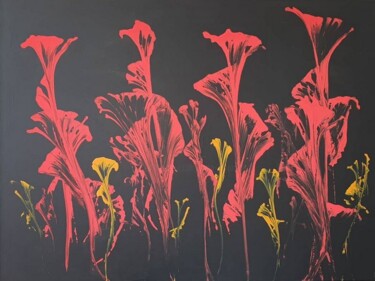Картина под названием "Red yellow black La…" - Iveta Zaharova (Kārkla), Подлинное произведение искусства, Акрил
