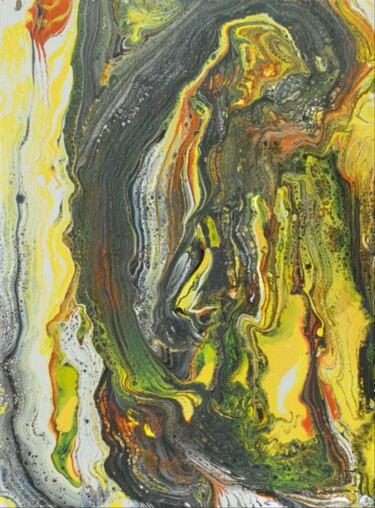Картина под названием "Green Fluid art Abs…" - Iveta Zaharova (Kārkla), Подлинное произведение искусства, Акрил