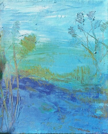 Painting titled "Blue Landscape Pain…" by Iveta Zaharova (Kārkla), Original Artwork, Acrylic