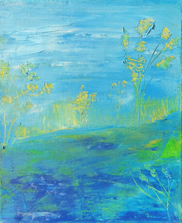 Malerei mit dem Titel "Blue Landscape Pain…" von Iveta Zaharova (Kārkla), Original-Kunstwerk, Acryl