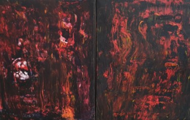 2 set Landscape Painting Art Red Art Original Pain Painting titled "2 set Landscape Pai…" by Iveta Zaharova (Kārkla), Original Art, Acrylic