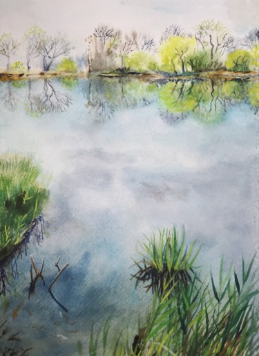 Painting titled "Spring" by Im, Original Artwork, Watercolor