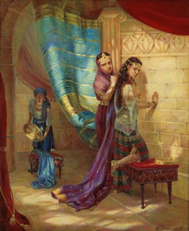 Картина под названием "Саломея и Ирадиада" - Ivetta/, Подлинное произведение искусства, Масло