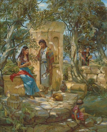 Картина под названием "Рахиль и Иаков" - Ivetta/, Подлинное произведение искусства