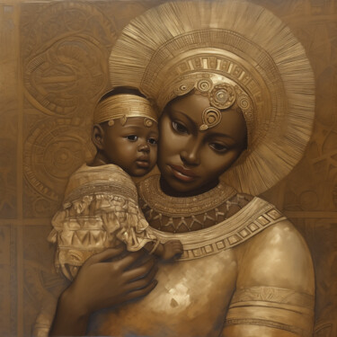 Digital Arts titled "Maternité Sacrale" by Iviha Deidi, Original Artwork, Digital Painting