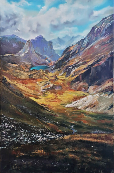 Painting titled "Mountain Dalina" by Katya Ivleva, Original Artwork, Oil