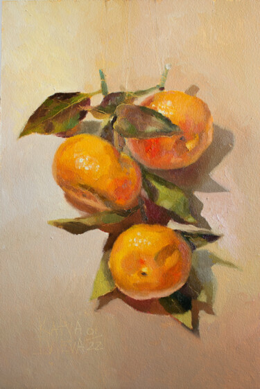 Картина под названием "Mandarins" - Katya Ivleva, Подлинное произведение искусства, Масло Установлен на Деревянная панель