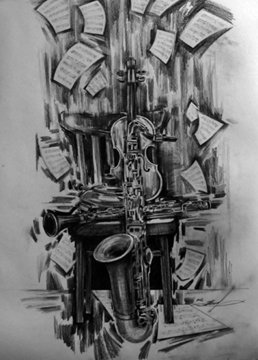 Drawing titled "Expression melody" by Ivan Maksymiuk, Original Artwork, Pencil