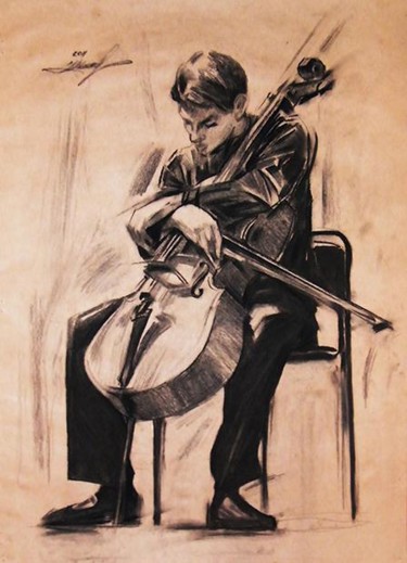 Drawing titled "After the concert" by Ivan Maksymiuk, Original Artwork, Charcoal