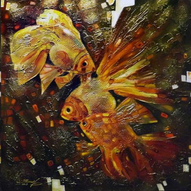 Pintura titulada ""Goldfishes" from t…" por Ivan Maksymiuk, Obra de arte original, Oleo